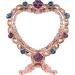 Nerien Antique Handheld Mirror and Comb Set - Vintage Metal, Heart Shape Embossed Rose, Russian Style with Handle - Travel Portable Makeup Mirror in Pink - Buy Online on GoSupps.com