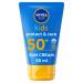 NIVEA SUN Kids Protect and Care SPF 50+ to Go Lotion (50ml) Water-Resistant Sunscreen Kid's Sun Cream Provides Highly Effective UVB and 5 Star UVA Protection 50 ml (Pack of 1)