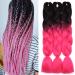 Tess Braids Extensions 60 cm 3 pack jumbo braids Kanecalon Kunsthaar For single-leased box braids hair extension braid 100g/bundle ombre hair braids extension (3 piece-black/pink) 60 cm (3 pieces) black/pink