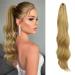 Fine ponytail extensions clamp 50 cm hair extensions braid long ponytail hair part clip wavy extensions braid light honeyblond ponytail hair extension for women 50 cm light honeyblond