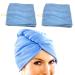 Set of 2 head towels hair turban blue hair drying towel towel ladies headscarf hair turban drying cap hair towel