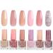 Nail Polish Set - Nude Color Nail Polishes - Quick Dry Nail Polish - Long Lasting Jelly Pink Glitter 6 Colors Nail Varnish - Natural Look Long Lasting Nail Varnish Gift Set DIY Manicure Home nude pink