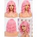 Wokestar Pink Bob Curly Wig with Fringe | Short 12 Inch Synthetic Wavy Wig for Women - Buy Online on GoSupps.com