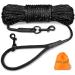 Joytale reflective drag line for dogs 15m dog leash with padded handle and 2 carabin hooks nylon long rope Training line for puppies small dogs black 15 m (1 Pack) black