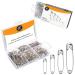 250 Pack Safety Pins by Luxurecourt 4 Assorted Sizes of Durable Silver Small and Large Safety Pins Bulk Rust-Resistant Nickel Plated Steel Sharp Edge Safety Pins for Clothes Sewing Arts & Craft