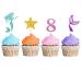 Mermaid Eight Cupcake Toppers Under The Sea Themed Eight Year Old Cupcake Toppers Mermaid Happy 8th Birthday Dessert Picks Little Mermaid 8th Anniversary Party Decoration - Pink Glitter