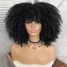 Curly Afro Wigs for Black Women - Curly Afro Wig With Bangs Black Wig Short Afro Kinky Curly Wig 14 Inch Synthetic Hair Replacement Wigs (14 Inch, black) 14 Inch black