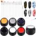 Ownest 6 Colors Spider Gel  Matrix Gel with Gel Paint Design Nail Art Kit Wire Drawing Nail Gel for Line  Soak Off UV LED DIY Manicure Nail Art Decoration With 15 Nail Art Brushes