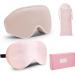 2 Pack Natural Silk 3D Contoured Sleep Mask Gift Set for Women - Pink & Blackout Eye Masks with Adjustable Strap - Lightweight Blindfold for a Restful Sleep - Buy Online on GoSupps.com
