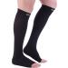 Doc Miller Open Toe Compression Socks - 20-30 mmHg Support for Circulation & Recovery | Medical Grade Knee High Socks for Tall Men & Women - Black Large Size - Buy Online on GoSupps.com