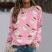 Women's Christmas Sweatshirt | Cute Snowman & Penguin Print O-Neck Raglan Top | Comfy & Warm Xmas Jumper | Winter Long Sleeve Tunic Sweater - Pink, Size S - Buy Online on GoSupps.com