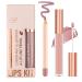 INBOLM Lip Liner and Lipstick Set Nude Lip Liners with Nude Lipstick for Women Nude Lipstick Non-Stick Cup Matte Waterproof Nude Lipstick Makeup Kits Make Up Gift Set for Lady 01#