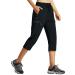 Libin Women's Cargo Hiking Pants Lightweight Quick Dry Capri Pants Athletic Workout Casual Outdoor Zipper Pockets 02-capri Pants-black XX-Large