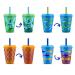 Ello Kids Plastic Reusable 12oz Chameleon Color Changing Cups With Twist on Lids and Straw 4 Count (Pack of 1) Rainforest