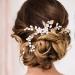 IYOU Bridal Jewelry | Wedding Hair Vine & Gold Headband with Pearls & Leaves | Elegant Prom Bride Accessories - Buy Online on GoSupps.com