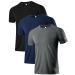 Holure 3 or 5 Pack men sports tshirts breathable quick-drying short arm T-shirt functional shirt running shirt summer fitness shirt training shirt hiking shirt for running workout bodybuilding l black/dark gray/marine