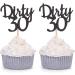 Black Glittery Dirty 30 Cupcake Toppers - Age Thirty Happy 30th Birthday Party Decoration Picks - Set of 24 - Buy Online on GoSupps.com