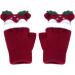 Kids Puppy Flip Top Gloves | Short Knitted Half Finger Gloves for Toddlers 3-8 Yrs - Elk/Red - Buy Online on GoSupps.com