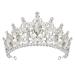 AW BRIDAL Crown for Wedding Princess Tiara for Girls Rhinestone Bridal Crowns for Women Crystal Flower Crown Tiaras for Wedding Crown for Brides (Silver)