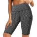 Women's High Waist Biker Shorts with Pockets | Tummy Control Spandex Leggings for Yoga Running & Exercise - Black & Gray - Buy Online on GoSupps.com