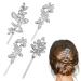 Tyqour 4 Pieces Rhinestone Wedding Hair Pins Silver Bridal Hair Clip Rhinestone Glitter Hair Clips Diamond Crystal Hair Accessories Bling Decorative Hair Clips