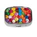 Colorful Buttons Printing 2 Compartment Small Pill Case Cute Small Pill Box Purse Pill Boxs Travel Pill Organizer for Pocket Purse and Travel Gifts