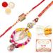 Ghasitaram Gifts Rakhis Online - Rakhi for Brother- RM-130 Bhaiya Bhabhi Rakhi with 200 GMS of Besan Barfi and 200 GMS of Kaju Katli Rakhi Set with 200 gms of Besan Barfi & Kaju Katli