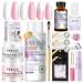 Saviland Acrylic Nail Kit: Keratin Acrylic Powder Castor Oil Vitamin E Pure EMA Monomer Nail Primer Nail Glue 84 French Nail Tips Pink Rhinestones Complete Tools French Acrylic Nail Set DIY Home Salon 01-French Acrylic Nail Kit