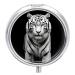 Round Pill Box Black and White Tiger Print 3 Compartment Medicine Pill Case Print Pill Organizer Decorative Metal Portable Pill Box Pocket Pill Box Style