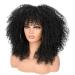 ANNISOUL 16 Curly Wig for Black Women | Synthetic Fiber Glueless Long Kinky Curly Hair 16 Inch Black Afro Bomb Wig with Bangs - Buy Online on GoSupps.com