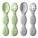 4 Pack Baby Silicone Spoons First + Second Stage Spoons Baby Feeding Spoons BPA Free Self Feeding Baby Spoons Baby & Toddler Utensil o1baby (Grey Green)
