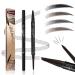 4-Tip Microblading Eyebrow Pen Waterproof Eyebrow Pencil Microblade Eyebrow Pens for Women Long-Lasting Magic Eye Brow Pencil with 4 Fork Tip for Makeup Cosmetics (black) 4# Black