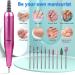 Rechargeable Electric Nail Drill Kit - 35000 RPM E-File for Gel & Acrylic Nails | Manicure Pedicure Tool with 16 Bits - Home & Salon Use (Pink) - Buy Online on GoSupps.com