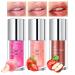 QiBest 3 Colors Lip Oil  Hydrating Lip Gloss Set  Tinted Lip Balm  Long Lasting Non-sticky Lipgloss with Big Head Brush  Transparent Lip Care Products for Dry Lips  Moisturizing  Nourishing Cherry Blossom+Coral Pink+Cinn...