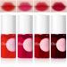 ZARICS 4 Colors Lip Tint Stain Set Korean Lip Gloss Lip Tint Stain Plumping Mini Liquid Lipstick Multi-use Lip and Cheek Tint Long lasting Non-Stick Cup Waterproof High Pigment Lip Tint Makeup fruity platter