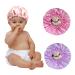 3 Pieces Kids Satin Bonnet Night Sleep Caps, Adjustable Sleeping Hat Soft Silk Flower Night Hats for Natural Hair Teens Toddler Child Baby Reversible Double Pink,purple,rose Red