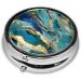 Shop Azurite Teal & Gold Foil Marble Round Pill Box - Lightweight Moisture-Proof Portable for Medications & Fish Oil | International Shipping - Buy Online on GoSupps.com