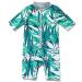 BONVERANO Baby Boy One Piece Long-Sleeved Clothing UV Protection 50+ Swimsuit with One Zip Green 6 Months