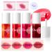 Lip Tint Korean Stain Set 4 Colors Tinta Para Labios Waterproof Long Lasting Plumping Lip & Cheek Tint Moisturizing Non-sticky Easy Apply Mini Water Lipstick(Apple& Strawberry& Watermelon& Cherry) Fruit party