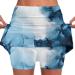 iOoppek Women's Solid Color Mid Waist Yoga Workout Skirt with Pockets Yellow Sky Blue XXL