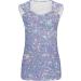 Floral Printed Women's V-Neck Tank Top - Summer Casual Loose T-Shirt - Blue Cotton Blouse - Buy Online on GoSupps.com