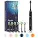 7am2m Sonic Electric Toothbrush with 6 Brush Heads for Adults and Kids Wireless Fast Charge One Charge for 60 Days5 Modes with 2 Minutes Build in Smart Timer Electric Toothbrushes(Black)