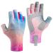 BASSDASH ALTIMATE UPF 50+ Womens Fishing Gloves UV Sun Protection Fingerless Gloves for Kayaking Paddling Hiking Cycling Driving Shooting Training Rosy Clouds Small
