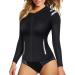 CtriLady Wetsuit Top, Womens Wetsuit Long Sleeve Jacket, Neoprene 2mm Wetsuits with 2 Zipper Pockets for Swimming Diving Surfing and Boating Black Medium