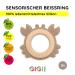 Gigi Kids Baby Crab Bite Rings - 100% BPA-Free Silicone & Beech Wood Teething Toys for 3 Months+ Beige & Dark Blue - Buy Online on GoSupps.com