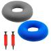 2 Pack with 2 Colors Donut Cushion Donut Ring Cushion for Pressure Relief Cushion with 2 Pumps Inflatable Donut Seat Cushion for Home Office and Car 38 x 10cm(Grey and Blue)