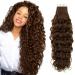 RUNATURE Curly Tape in Hair Extensions Human Hair Natural Wave Tape in Extensions Brown Tape in Human Hair Extensions Curly Tape in Hair Extensions 50g 22 Inch 22 Inch 2-Tape #4-NW