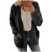 Hanxiulin coat plush jacket hoodie jacket oversize winter coat women fleece jacket on both sides transition jacket fleece buffer coat with hooded warm outdoor with hooded plush jacket l black
