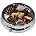 Buy Coffee Collage Printed Mini Round Pill Box - 3 Compartment Organizer for Travel Home & Office - Buy Online on GoSupps.com
