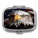 Pill Box America Flag and Eagle Print 2 Compartment Medicine Pill Case Pill Organizer Decorative Metal Portable Pill Box for Pocket Or Purse Style